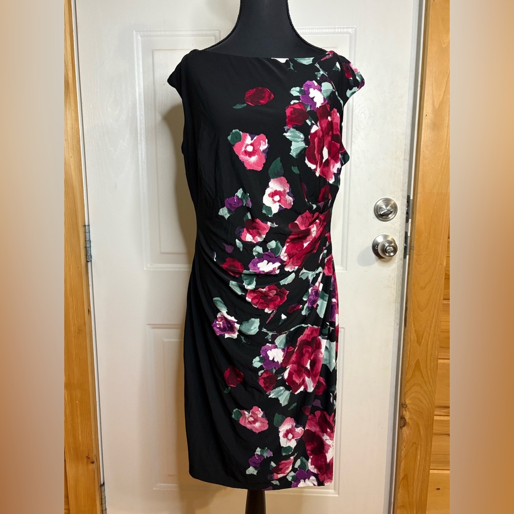 Lauren Ralph Lauren Sleeveless Floral ruched Dress size 12